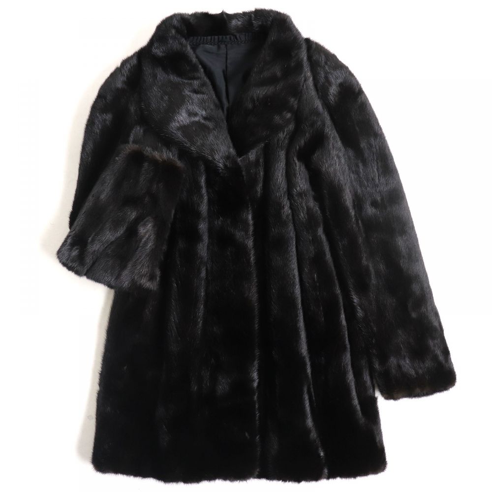 中古 甚く美品 Mink ミンクの上張り 逆毛 裏地花柄縫い昇降口 ベリューム毛革コート 涅色 F 毛質素晴らしい マイルド Pasadenasportsnow Com