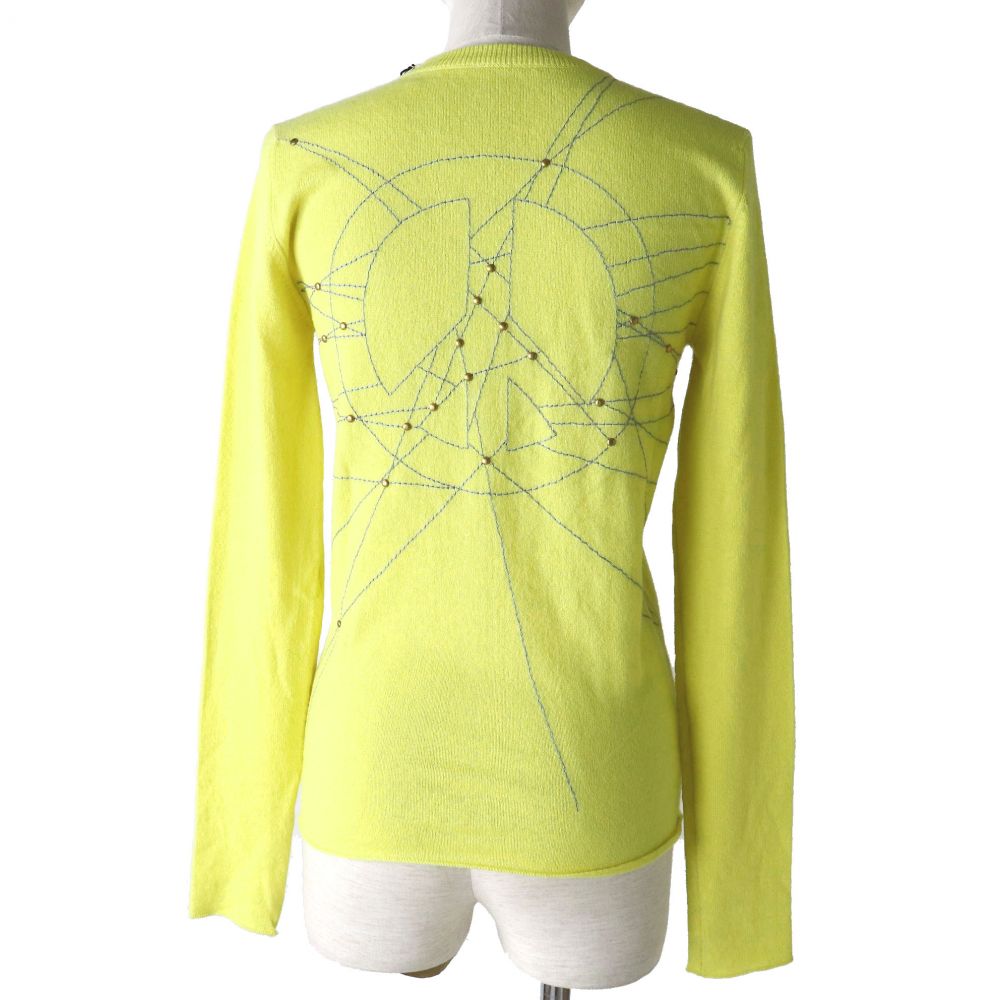 未役立てる 連合王国製 Lucien Pellat Finet ルシアンペラフィネ スカル牡丹利運 後側刺しゅうパタン カシミア100 編み物ジレー 黄 S 中古 Pasadenasportsnow Com