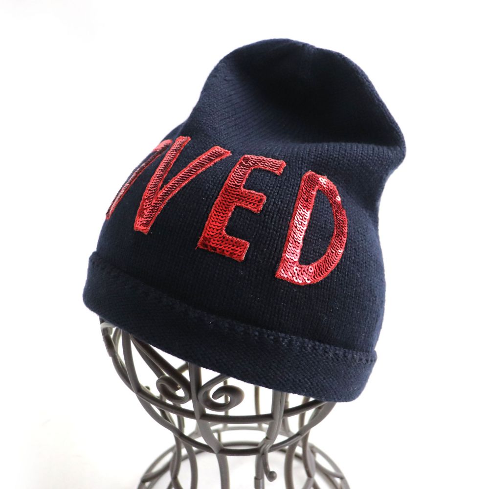 中古 美品 グッチ Loved スパンコール ウェブライン ニットキャップ ニット帽 ネイビー M 57 イタリア製 正規品 箱付き メンズ Butlerchimneys Com