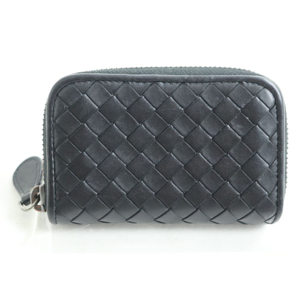 ドンドン見直し 中古 良品 伊製 Bottega Veneta ボッテガヴェネタ イントレチャート ラウンドファスナー レザー コインケース 黒 Rvcconst Com