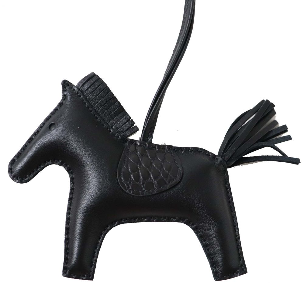 Hermes レディース バッグ ロデオチャーム 未使用品 フランス製 Y刻印 ロデオチャーム バッグ用アクセサリー 中古 Mm 箱付き Green エルメス アニョーミロ アリゲーターマット ソーブラック 衣類 ブランドリサイクル