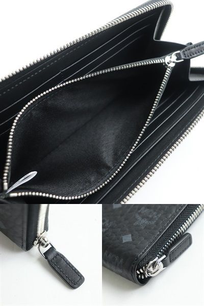 未使用品 Mcm エムシーエム Mxl vio1 モノグラム ロゴプリンテッド ラウンドファスナー ロングウォレット 長財布 黒 箱 保管袋付き メンズ 中古 Liceochiloe Cl