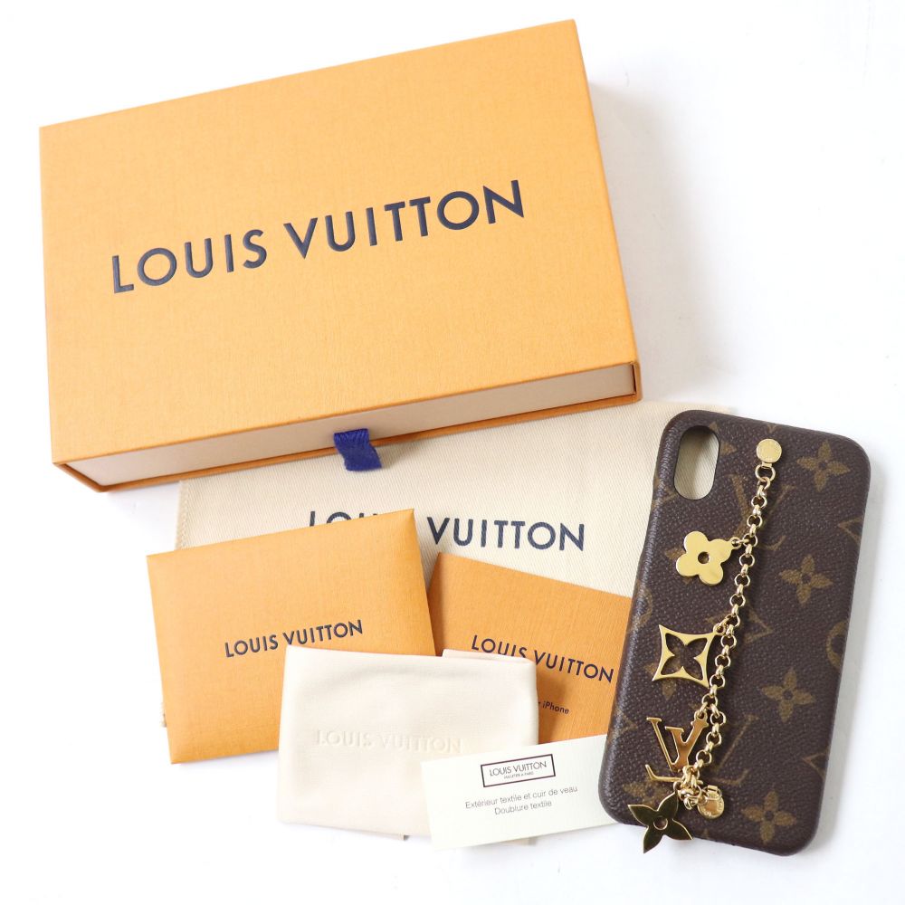 ビューティ貫目 Louis Vuitton ルイヴィトン 2019年次 M63899 Iphone バンパーチェーンチャーム仕合わせ モノグラムキャンバス Iphonex Xs機能 帯びるケイス 上覆い 茶色 銅色 イタリア製 函 入庫カバン はりつけ台随行 中古 Musiciantuts Com