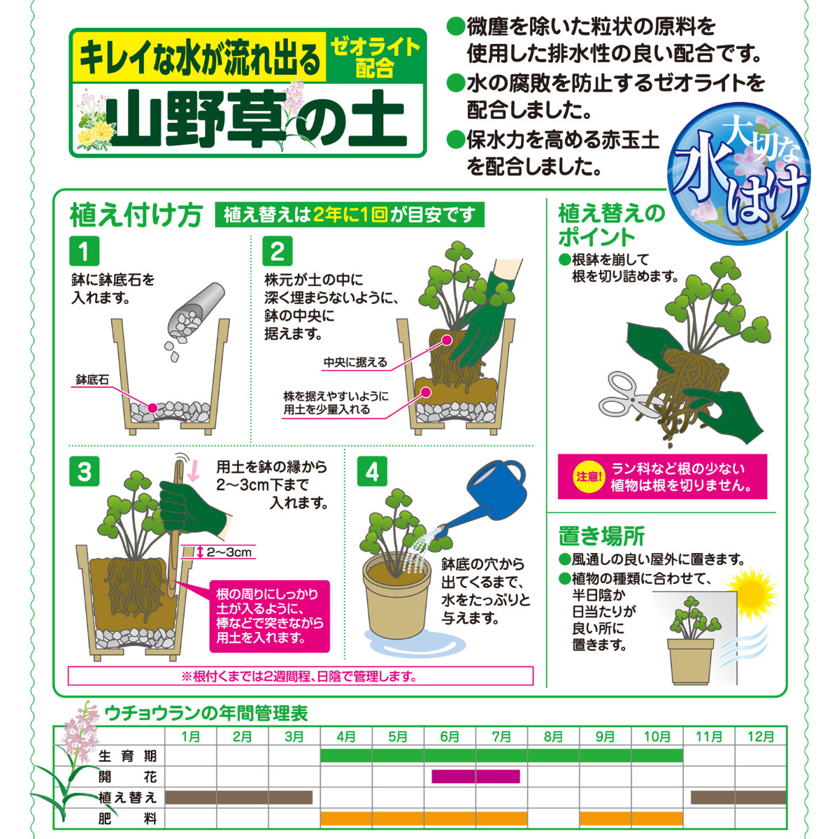 培養土 山野草の土 3L ウチョウラン ガーデニング 園芸 花ごころ 往復送料無料 3L