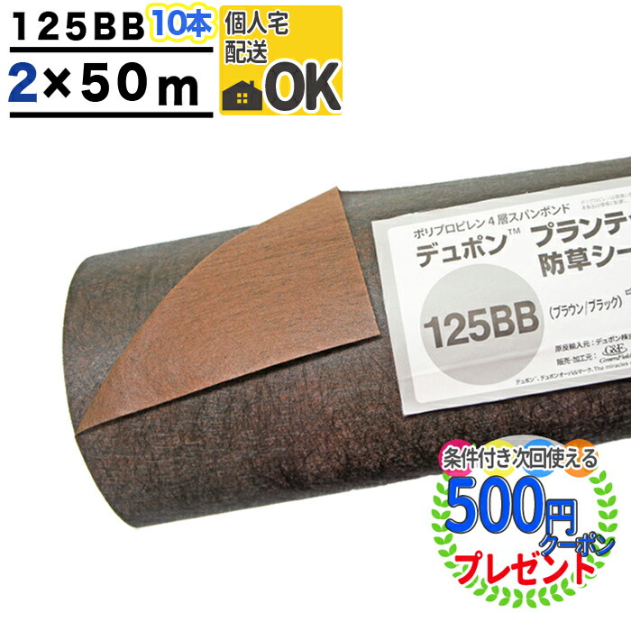 人気の贈り物が大集合 ポイント2倍 クーポン付 個人配送可 耐用年数:半永久 砂利下 DuPont プランテックス 125BB 2m×50m ザバーン  デュポン 防草シート 砂利下シート 雑草対策 法面 農業 128bb グリーンフィールド fucoa.cl