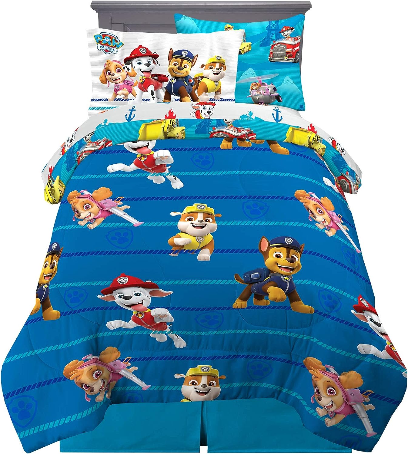 パウ・パトロール キッズベッド用 ソフト コンフォーターとシーツセット 枕カバー付き 5点セット ツインサイズ Paw Patrol Kids Bedding Super Soft Comforter and Sheet Set with Sham 5 Piece Twin Size 【エクスプレス便】