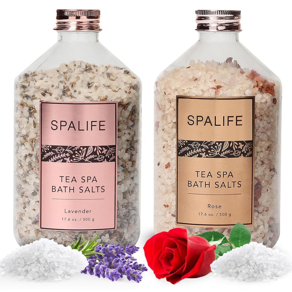 SpaLife ティースパ ペタルインフューズド 炭酸ミネラル バスソルト ラベンダー&ローズ 2個セット(500g ×2)SpaLife Tea Spa Petal Infused Effervescent Mineral Bath Salts Lavender & Rose 2 Pack 17.6 oz 【エクスプレス便】