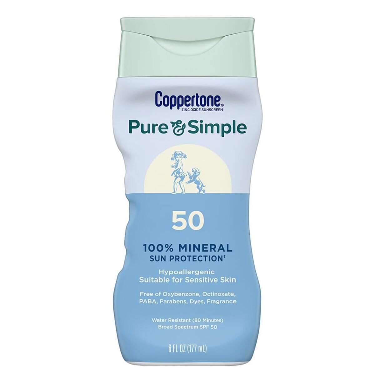 Coppertone ピュア＆シンプル ミネラルサンスクリーンローション SPF50 コパトーン Pure and Simple Zinc Oxide Mineral Sunscreen Lotion 177ml 日焼け止め 敏感肌 無香料 耐水 【エクスプレス便】
