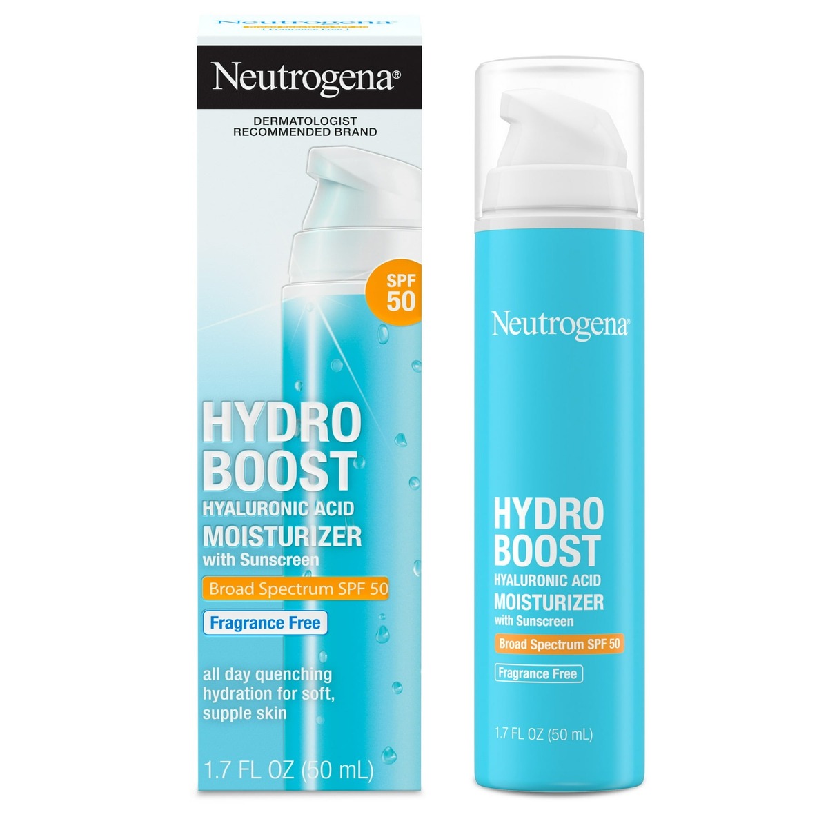 Neutrogena Hydro Boost Hyaluronic Acid Facial Moisturizer with Broad Spectrum SPF 50 Sunscreen 1.7oz ニュートロジーナ　ハイドロブースト　ヒアルロン酸　SPF50 日焼け止め 50ml　保湿 【追跡可能海外メール便】