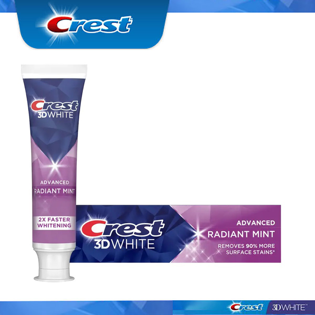 【追跡可能海外メール便】 最新版 Crest 3D White Advanced Radiant Mint 3.3oz 1本 　クレスト　3Dホワイト　ラディアントミント　3.3oz 1本 　ホワイトニング歯磨き粉　ホワイトニング　白い歯画像