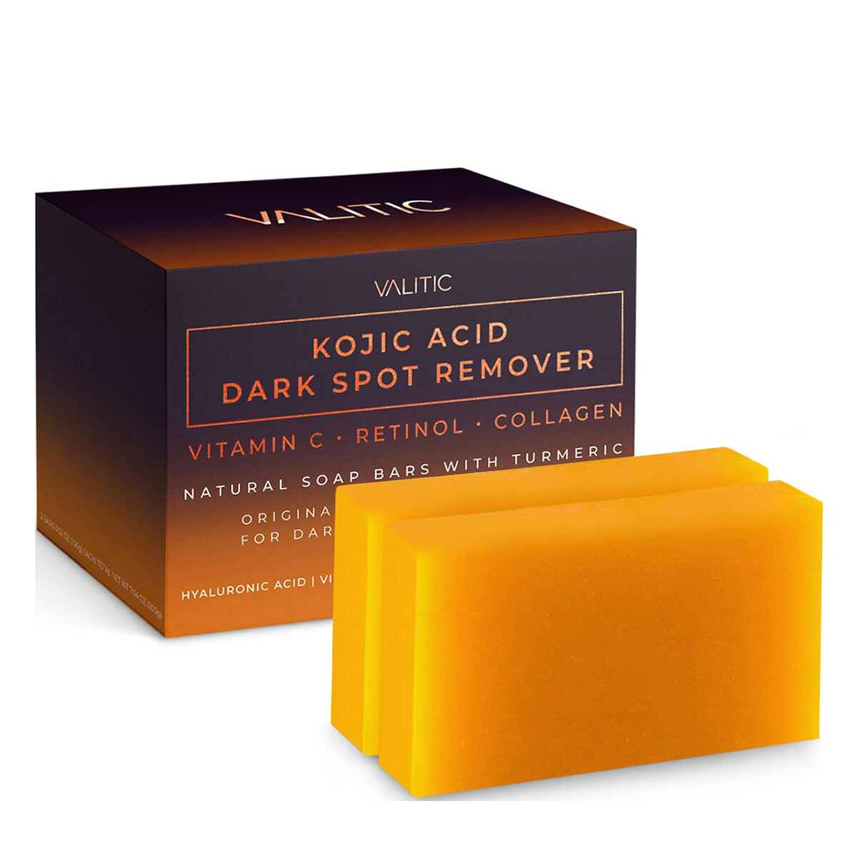 VALITIC Kojic Acid Dark Spot Remover Soap Bars 2pack コウジ酸ダークスポットリムーバー石鹸 2個セット ヒアルロン酸 ビタミンE シアバター レチノール くすみ 【追跡可能海外メール便】