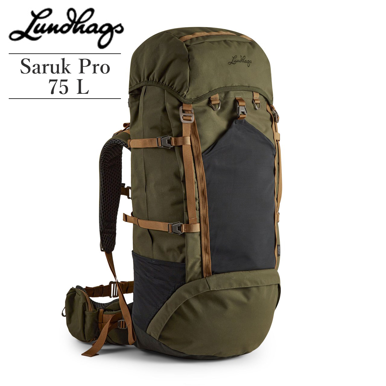 Lundhags 北欧生まれの 高機能 防水 バックパック Saruk Pro 75 L Regular Short リュック バックパック 75L 丈夫で軽量 環境にやさしい リサイクル素材 バッグ メンズ レディース ビジネス アウトドア キャンプ 旅行 登山用リュック バイク サスティナブル ルンドハグス|Greenfield Store