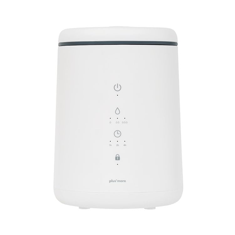 plus more 倒れてもこぼれにくいスチーム式加湿器 PBAHF005 (ホワイト) お手入れ簡単 操作簡単 水漏れ防止 チャイルドロック機能搭載