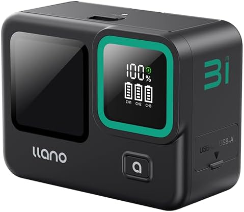 llano 3 in 1 Gopro対応 Hero12/11/10/9 カメラバッテリー 充電器 (12800mAh モバイルバッテリー搭載/3台同時充電/USB-C 充電ポート/PD 30W高速充電/LED数字表示/TFカード収納)1台3役 For GoPro Hero12/11/10/9