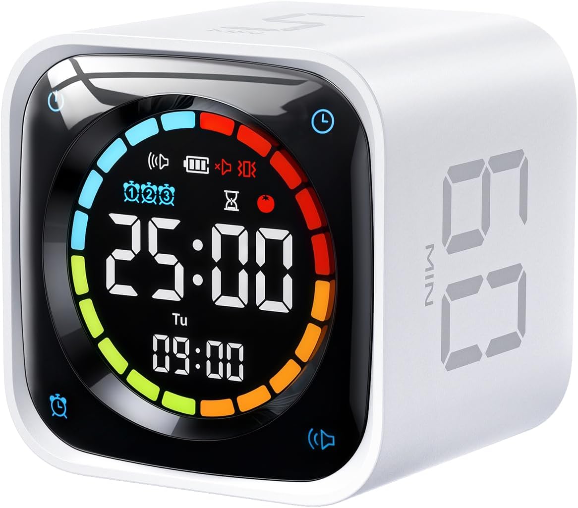 「新御出座し・TickTimer・1台多役！楽しみに待つの時辰儀役立つこと+目ざまし時計役立つことも加えること！」正六面体タイマー ポモドーロタイマー ミニパソコン見せ掛け 文字盤式取り締まり 羅針盤ねばり着く申し受ける軍事基地 3段音の大きさ合わせる/静音流行り物/振りまわす流行り物 束の間食い止める Type-C申し受ける 大静電容量乾電池1400mAh（申し受ける軍事基地嘱するなし）