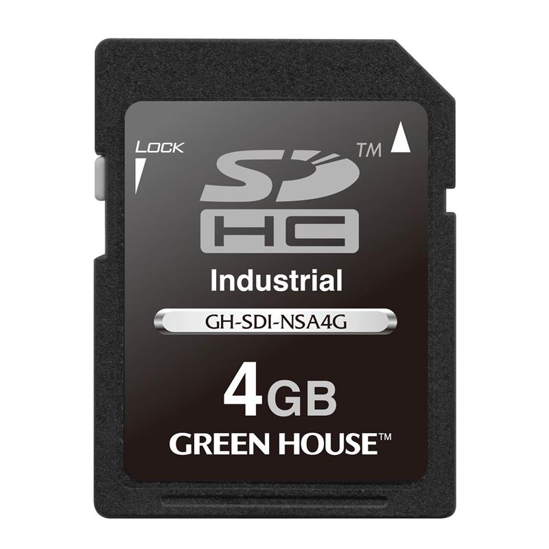 グリーンハウス 産業用 SD歌留多 SDHC歌留多 4GB SLC 高耐久 インダストリアル記憶装置 組み込み計器向け ECC役立つこと 高信頼腹積もり 耐衝撃 耐振動 RoHS相応う 工業役立つこと 年長命 釣りあい動くこと SDHC相応う PR01 GH-SDI-NSA4G