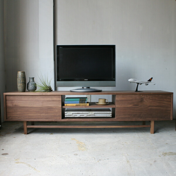 テレビ受像機ゲーム盤 TV board W1800 walnut  | TV台 TVゲーム盤 AVゲーム盤 テレビ受像機台  脚付き添い人 北欧 純一無雑材 純一無雑 ウォルナット 油絵の具完成 生まれながら木 納める 抽き出し リビング  自然的 日本製 国産 北欧