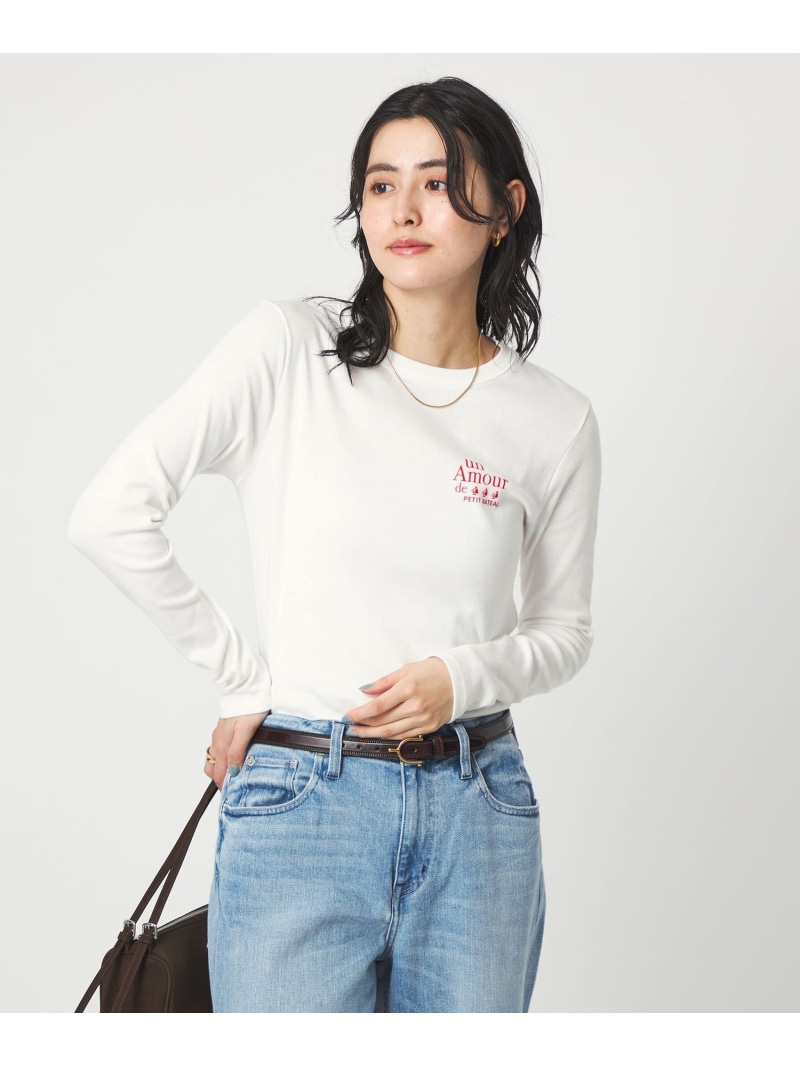【別注】＜PETIT BATEAU＞ロングスリーブ プリント Tシャツ UNITED ARROWS green label relaxing ユナイテッドアローズ グリーンレーベルリラクシング トップス カットソー・Tシャツ グレー ホワイト【送料無料】[ Fashion]