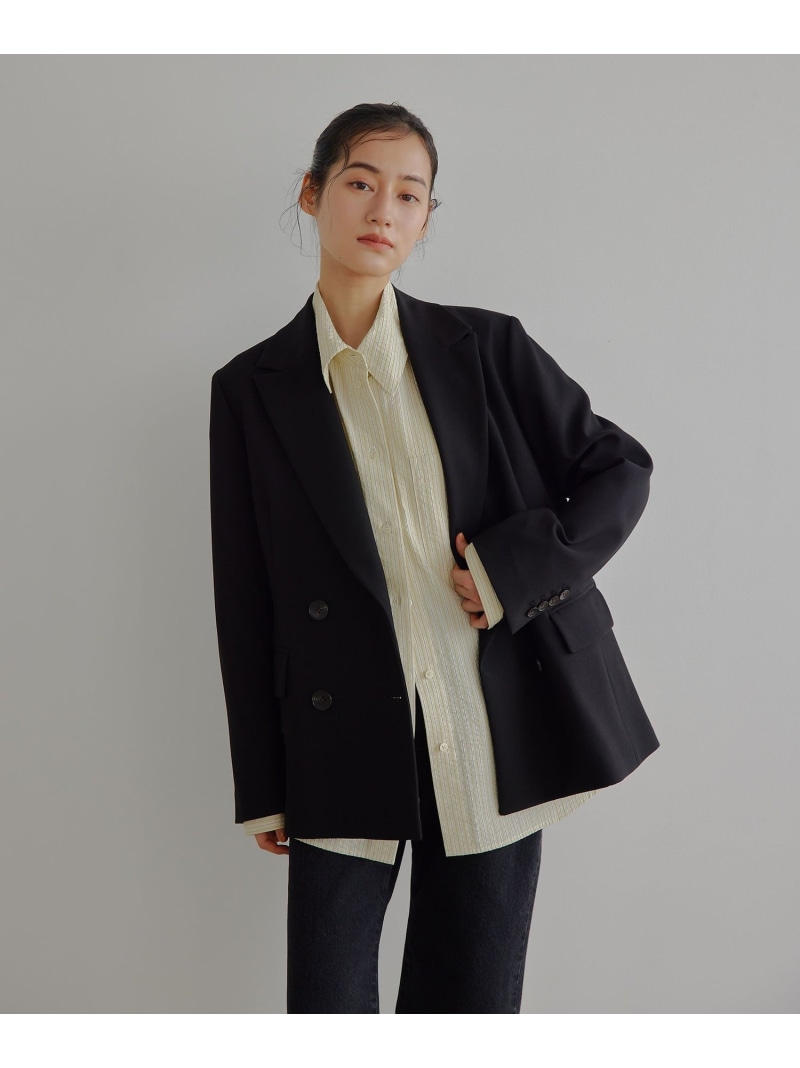 【SALE／20%OFF】＜EMMEL REFINES＞EM TRダブルクロス ジャケット EMMEL REFINES ユナイテッドアローズ グリーンレーベルリラクシング ジャケット・アウター テーラードジャケット・ブレザー ブラック ホワイト【RBA_E】【送料無料】[ Fashion]