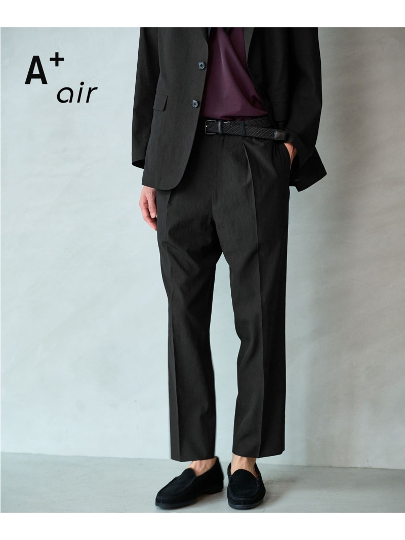 A+ air ポリエステル 空羽 リラックス イージー 1プリーツ スラックス セットパンツ -吸水速乾・通気性- UNITED ARROWS green label relaxing ユナイテッドアローズ グリーンレーベルリラクシング パンツ スラックス・ドレスパンツ ブラック ブ【送料無料】[ Fashion]｜green label relaxing
