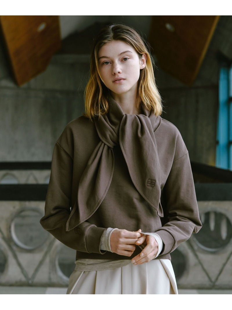 【別注】＜PROTAGONISTA＞スカーフ スウェット UNITED ARROWS green label relaxing ユナイテッドアローズ グリーンレーベルリラクシング トップス スウェット・トレーナー ブラウン ホワイト【送料無料】[ Fashion]