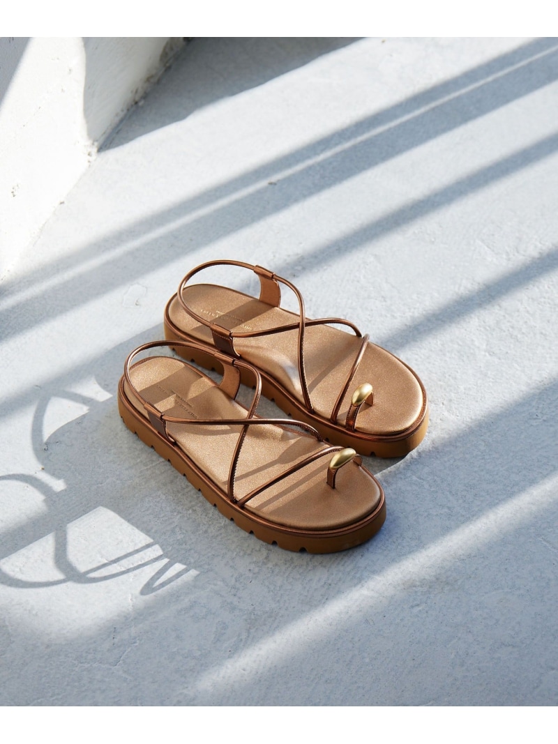 メタルトング プラット サンダル UNITED ARROWS green label relaxing ユナイテッドアローズ グリーンレーベルリラクシング シューズ・靴 サンダル ゴールド グレー ブラック【先行予約】*【送料無料】[ Fashion]