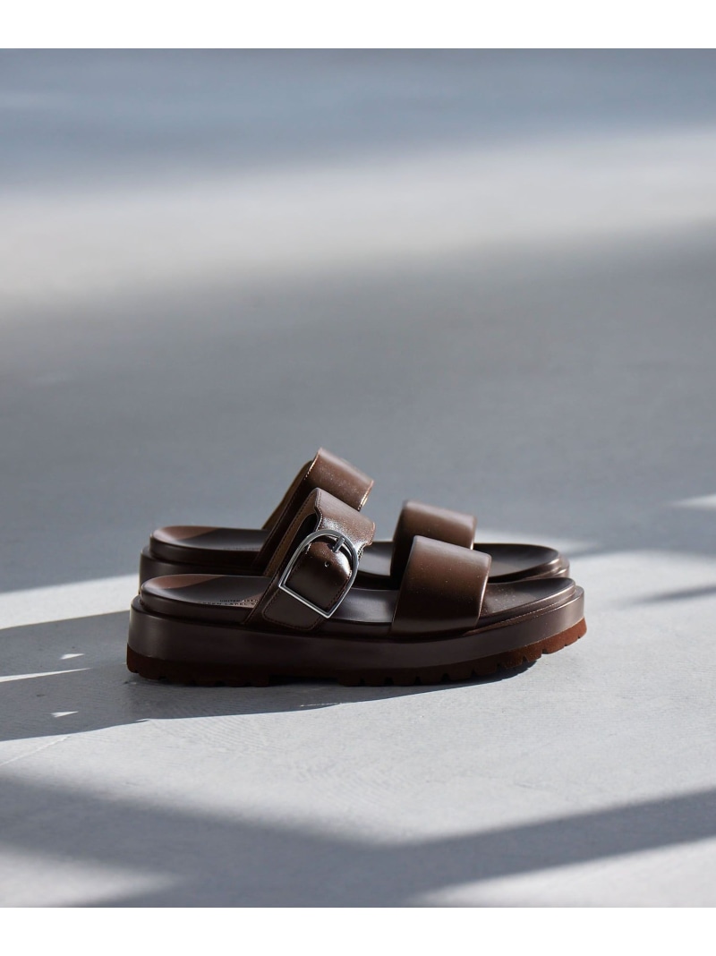 ダブルベルト プラット サンダル UNITED ARROWS green label relaxing ユナイテッドアローズ グリーンレーベルリラクシング シューズ・靴 サンダル ブラック ブラウン ベージュ【先行予約】*【送料無料】[ Fashion]