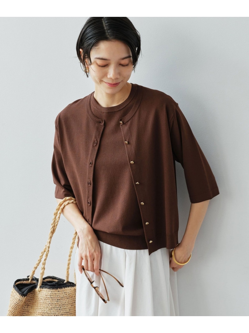 二分の一捩り 編み物 ジレー ウォッシャブル 当たること冷感 UVとり捨てる UNITED ARROWS green label relaxing ユナイテッドアローズ グリーンレーベルリラクシング トップス ジレー 赤銅色 黒いこと 白いこと【貨物輸送無料】[ Fashion]