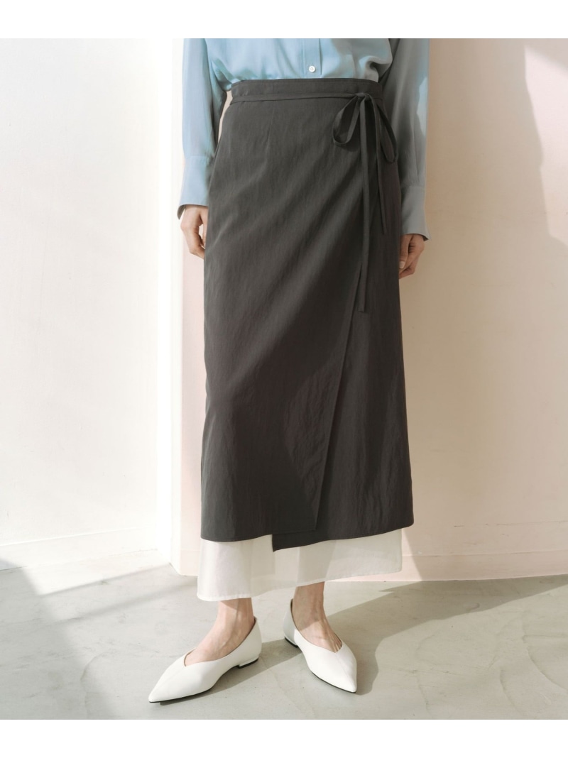 ＜SEASONAL COLLECTION＞ラップ レイヤード スカート UNITED ARROWS green label relaxing ユナイテッドアローズ グリーンレーベルリラクシング スカート ロング・マキシスカート グレー【送料無料】[ Fashion]