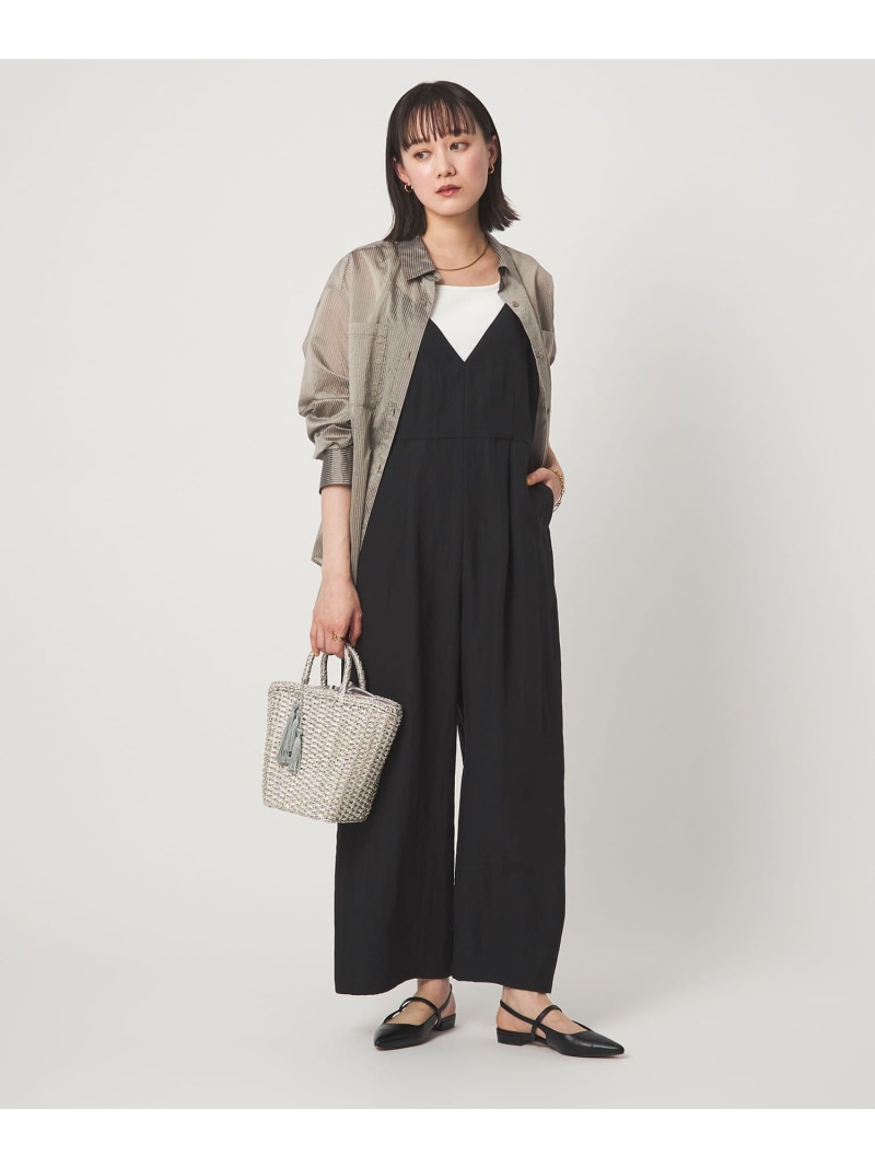 [size SHORT/TALLあり]フィブリル Vネック オールインワン UNITED ARROWS green label relaxing ユナイテッドアローズ グリーンレーベルリラクシング オールインワン・オーバーオール オールインワン・つなぎ ベージュ ブラック【送料無料】[ Fashion]