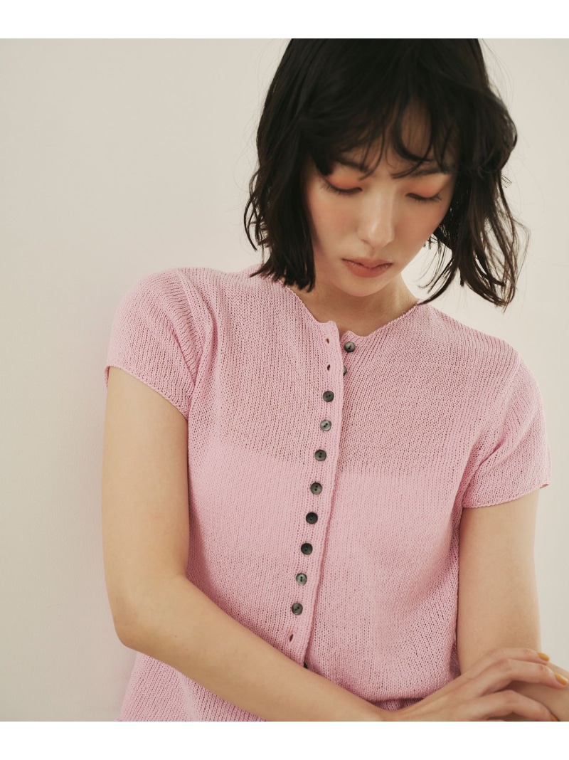 ＜EMMEL REFINES＞EM ソフトニット ボタン ショートスリーブ EMMEL REFINES ユナイテッドアローズ グリーンレーベルリラクシング トップス ニット レッド ホワイト ピンク【先行予約】*【送料無料】[ Fashion]