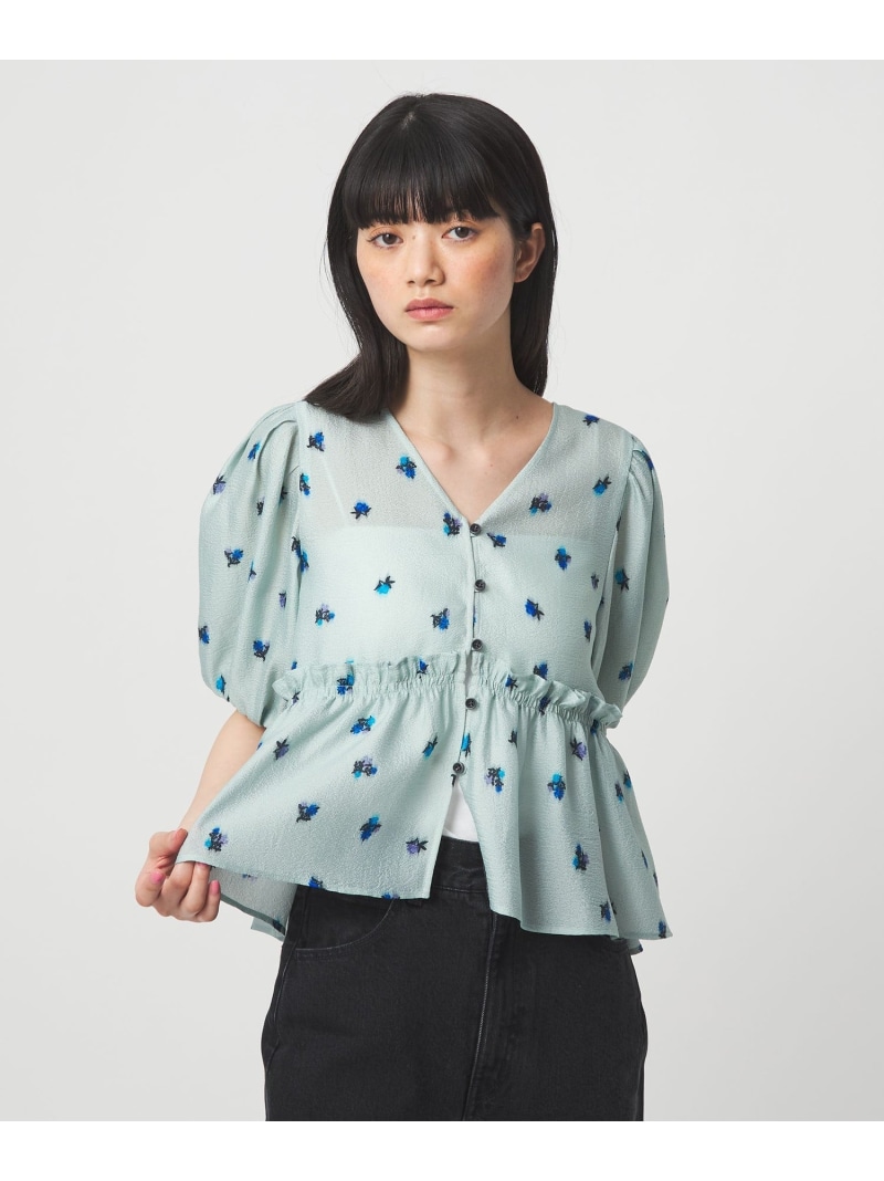 ＜EMMEL REFINES＞EM フラワープリント パフスリーブ ブラウス EMMEL REFINES ユナイテッドアローズ グリーンレーベルリラクシング トップス シャツ・ブラウス ブラック ホワイト【先行予約】*【送料無料】[ Fashion]
