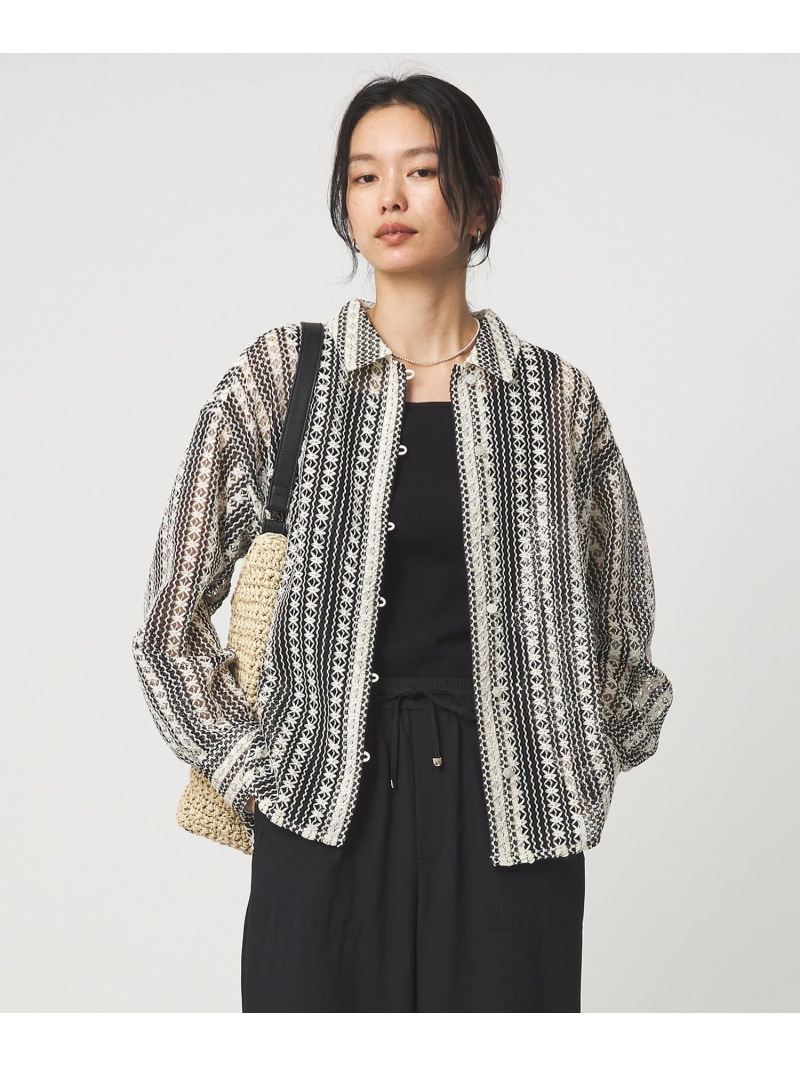 カラミレース プルオーバー UNITED ARROWS green label relaxing ユナイテッドアローズ グリーンレーベルリラクシング トップス プルオーバー・トップ 黒いこと ベージュ【貨物輸送無料】[ Fashion]