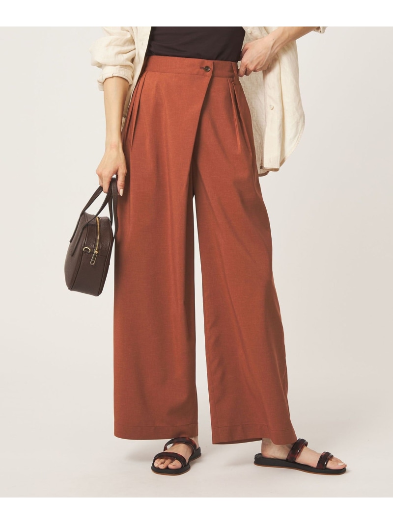 ラップ ワイド パンツ UNITED ARROWS green label relaxing ユナイテッドアローズ グリーンレーベルリラクシング パンツ その他のパンツ ブラック ベージュ【送料無料】[ Fashion] 8,494円
