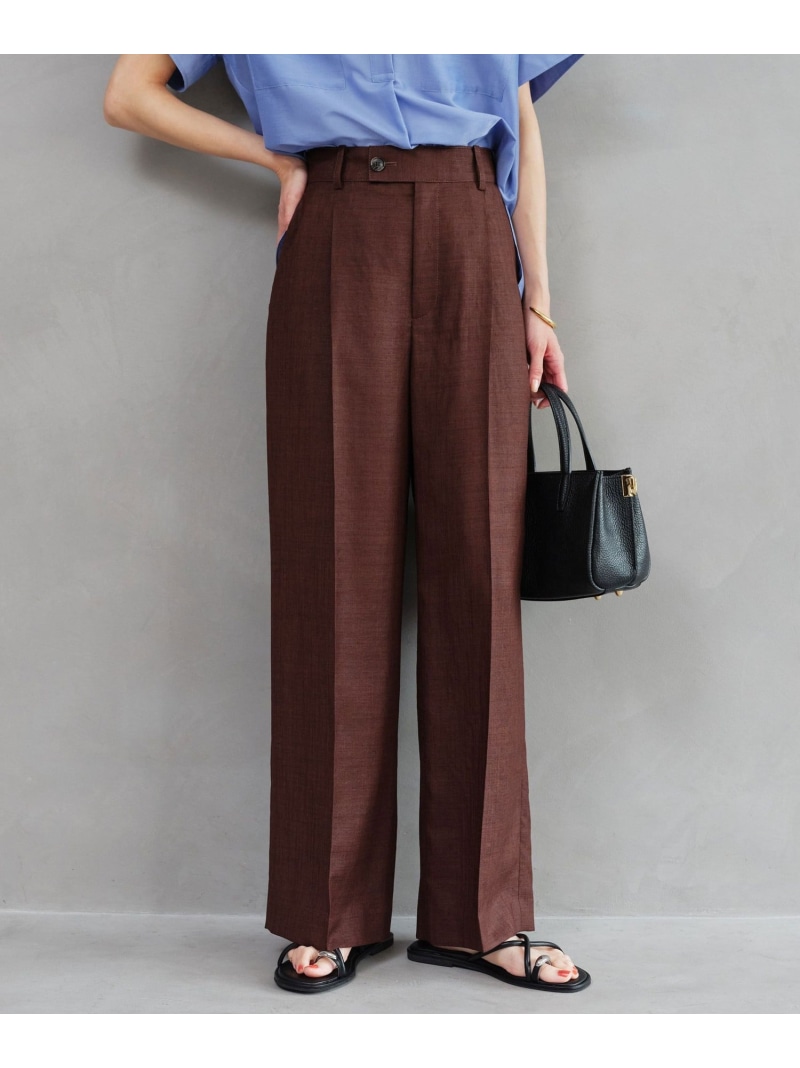 [size SHORT/TALLあり]ライト リネンライク ストレート パンツ UVカット 通気性 UNITED ARROWS green label relaxing ユナイテッドアローズ グリーンレーベルリラクシング パンツ スラックス・ドレスパンツ ホワイト ネイビー ブ【先行予約】*【送料無料】[ Fashion]