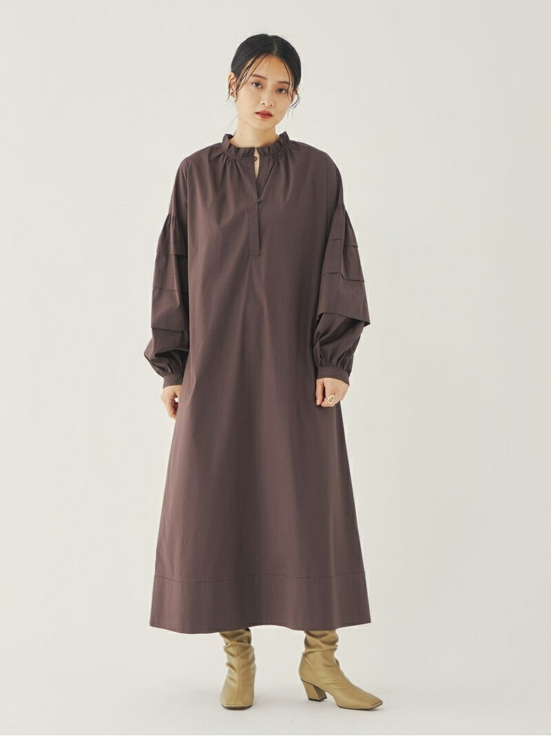 Emmel Refines エメル リファインズ Em ワイドタック 袖ボリューム ワンピース ウォッシャブル United Arrows Green Label Relaxing ユナイテッドアローズ グリーンレーベルリラクシング ワンピース シャツワンピース ブラウン ホワイト 送料無料 Rakuten Fashion