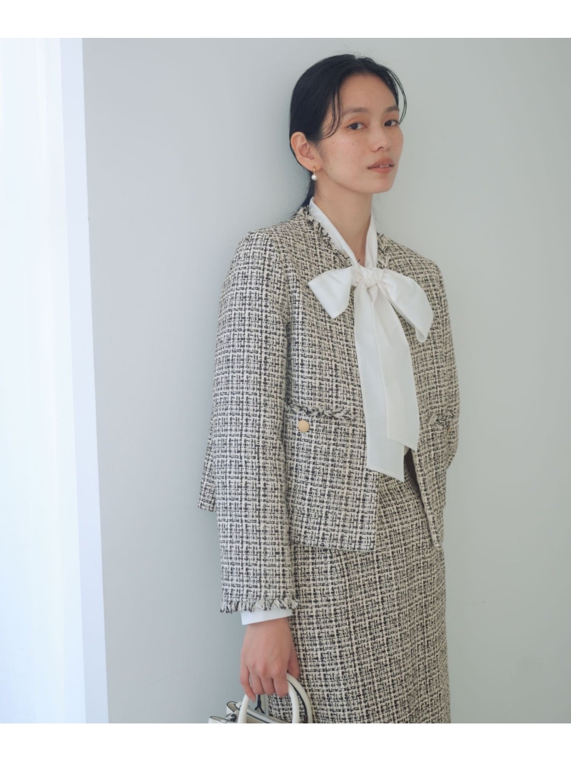 ツイードライク ノーカラー ジャケット UNITED ARROWS green label relaxing ユナイテッドアローズ グリーンレーベルリラクシング ジャケット・アウター ノーカラージャケット ネイビー【送料無料】[ Fashion]