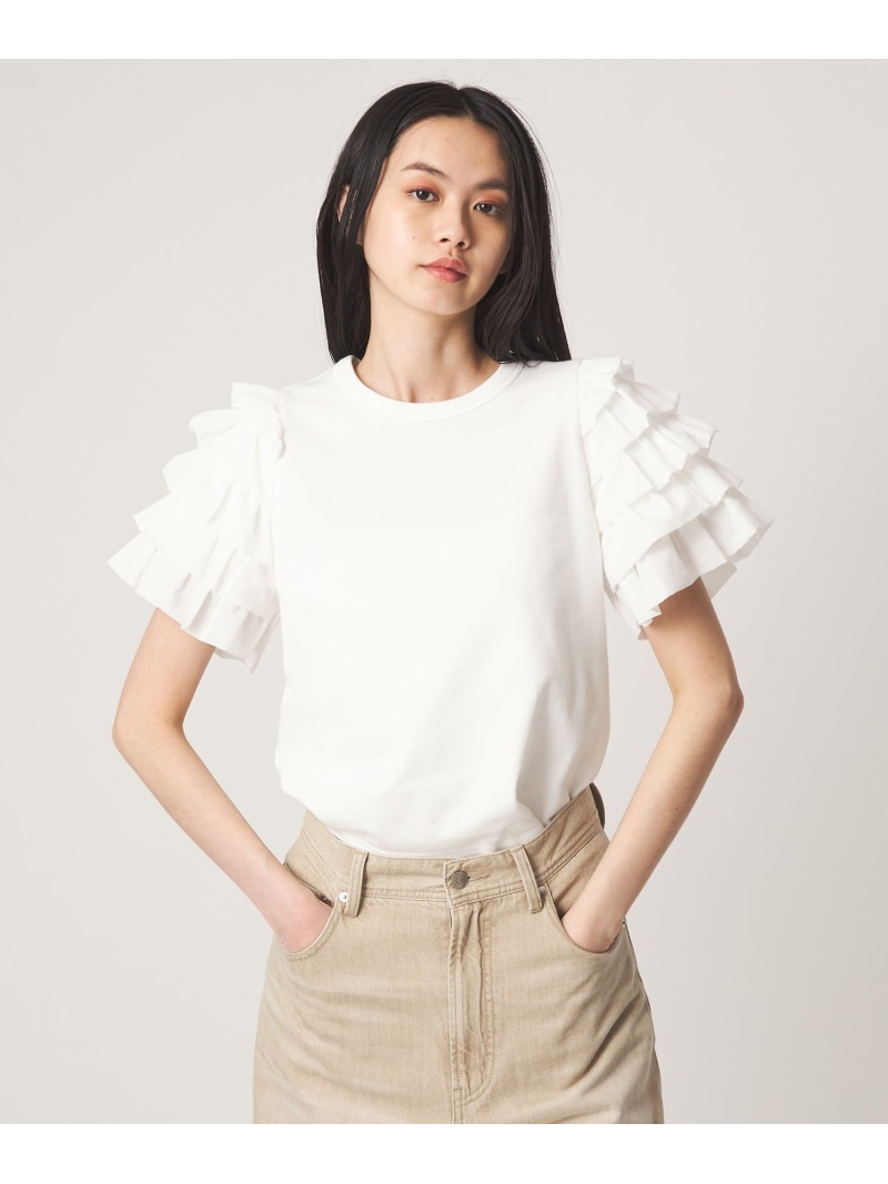 ＜EMMEL REFINES＞EM ソデフリル ティーシャツ EMMEL REFINES ユナイテッドアローズ グリーンレーベルリラクシング トップス カットソー・ティーシャツ 黒いこと 白いこと【貨物輸送無料】[ Fashion]