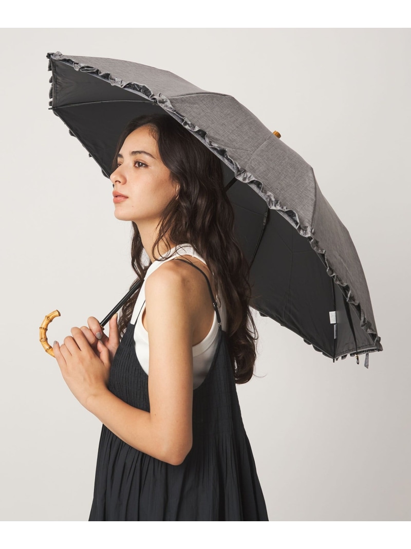 【別注】＜Wpc.＞UVO フラウンス 2段折りたたみ日がさ / コウモリ傘 晴雨兼用 雨水 UNITED ARROWS green label relaxing ユナイテッドアローズ グリーンレーベルリラクシング 流行り物雑貨 折りたたみ傘 白いこと 薄墨色 緑であること【貨物輸送無料】[ Fashion]