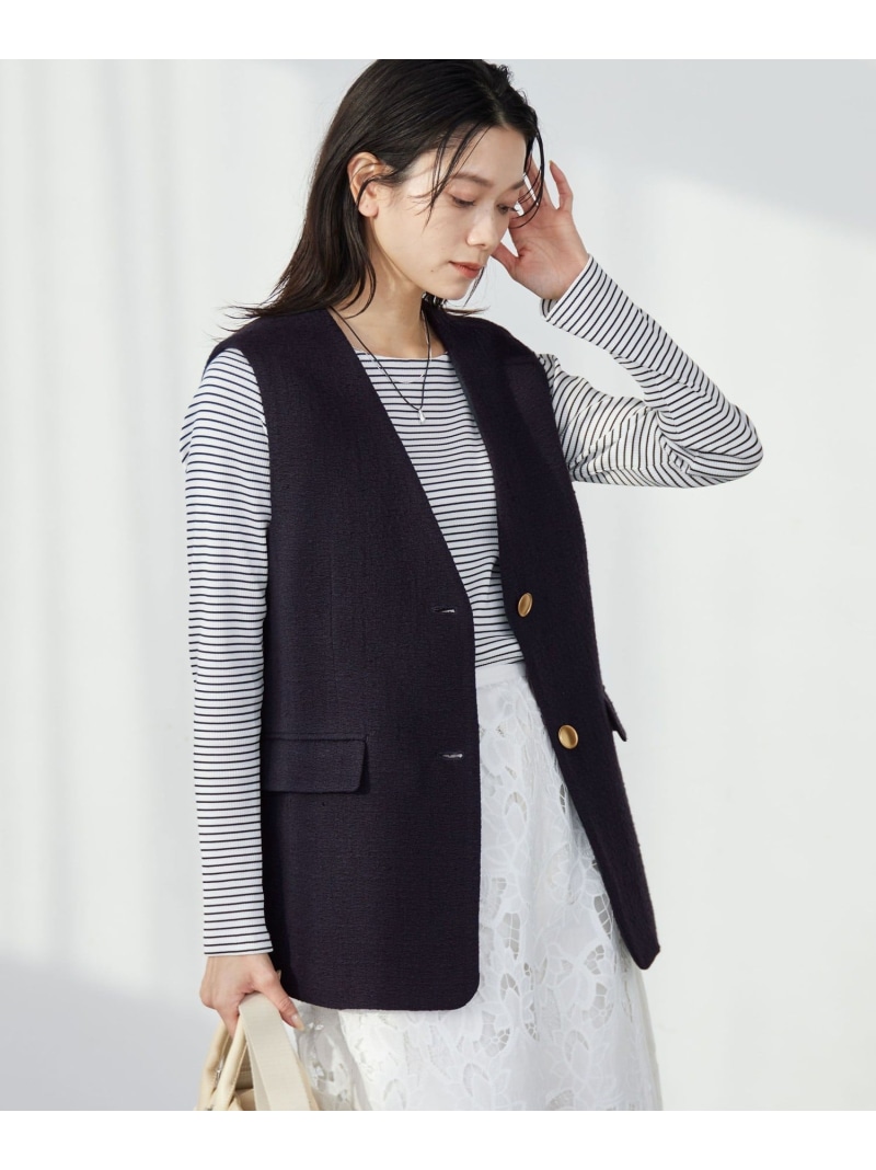 【SALE／25%OFF】Bisentino ジレ UNITED ARROWS green label relaxing ユナイテッドアローズ グリーンレーベルリラクシング トップス ベスト・ジレ ホワイト ネイビー【RBA_E】【送料無料】[ Fashion]
