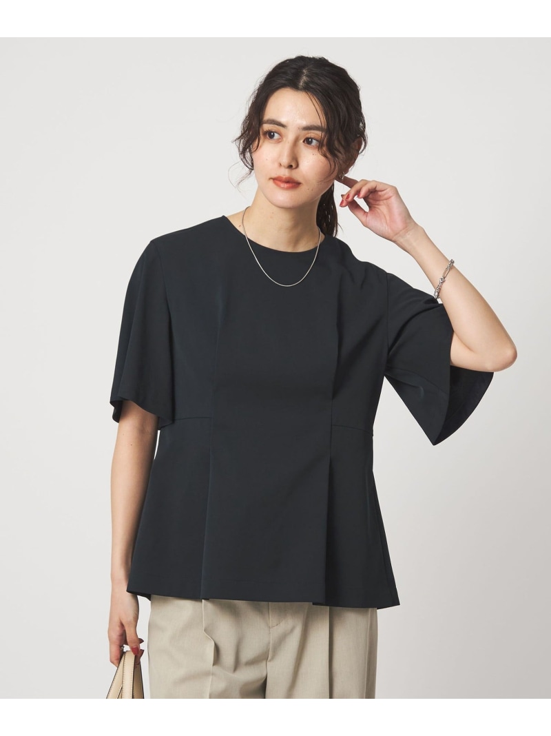 [size SHORTあり]サラフール タック ブラウス ストレッチ 接触冷感 UVカット UNITED ARROWS green label relaxing ユナイテッドアローズ グリーンレーベルリラクシング トップス シャツ・ブラウス ホワイト ベージュ ネイビー【送料無料】[ Fashion]