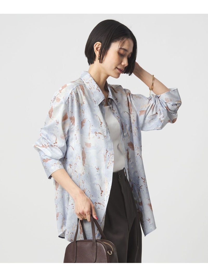 マーブル プリント シャツ UNITED ARROWS green label relaxing ユナイテッドアローズ グリーンレーベルリラクシング トップス シャツ・ブラウス ホワイト【送料無料】[ Fashion]