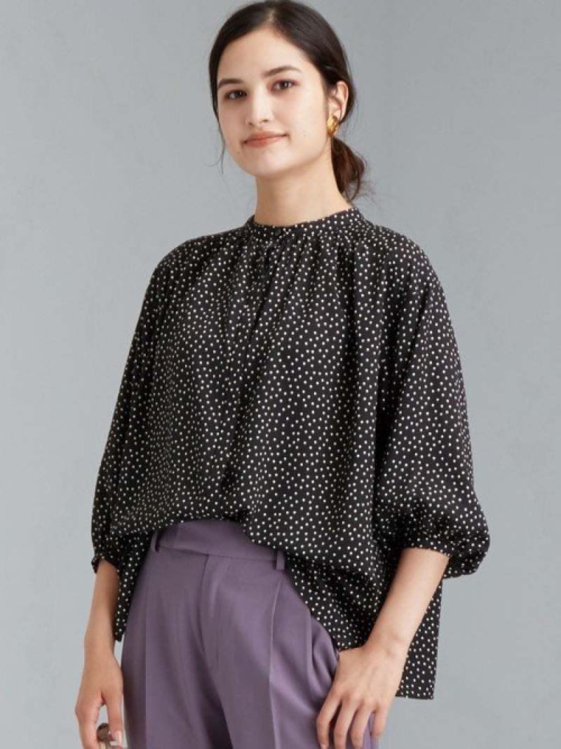 現金特価 楽天市場 Ffc ランダムドット 2way スタンドネック ブラウス United Arrows Green Label Relaxing ユナイテッドアローズ グリーンレーベルリラクシング シャツ ブラウス 七分袖シャツ ブラック ホワイト 送料無料 Rakuten Fashion Green Label