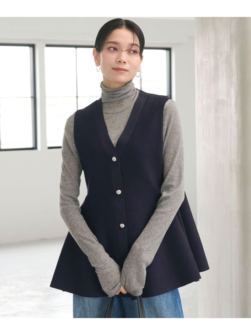 楽天市場】ドッキング ペプラム ニット ジレ -ウォッシャブル