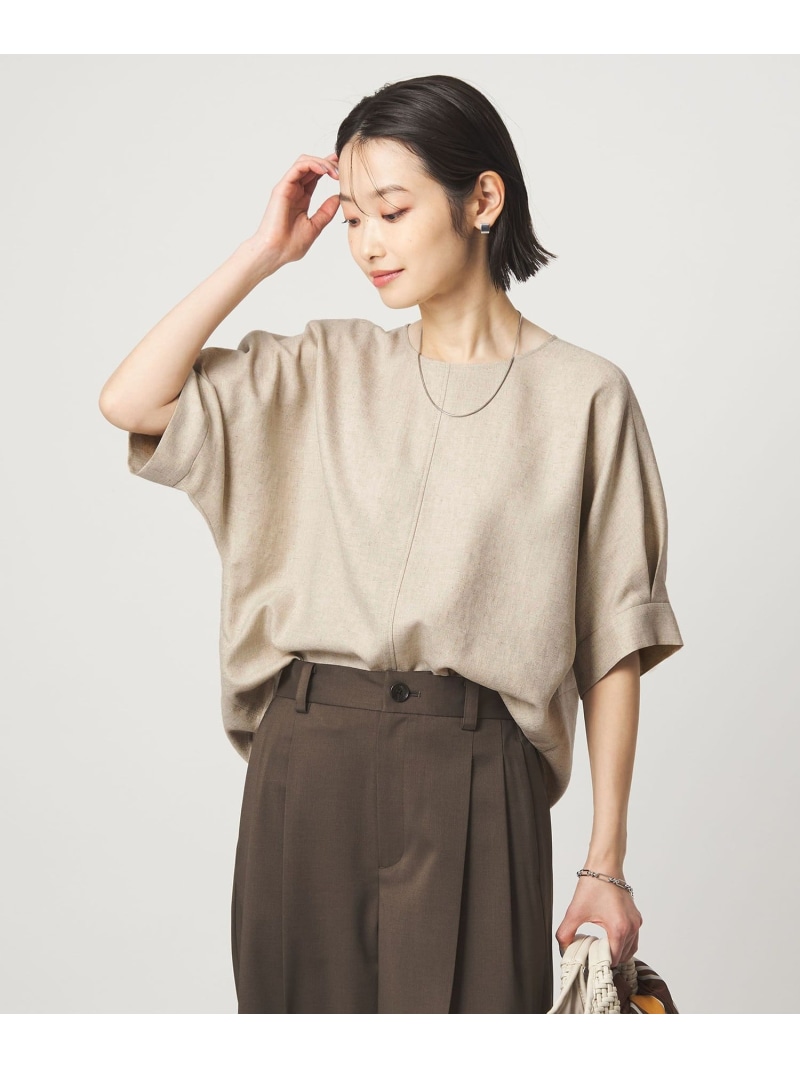 リネンライク ブラウス マシンウォッシャブル ストレッチ UVカット UNITED ARROWS green label relaxing ユナイテッドアローズ グリーンレーベルリラクシング トップス シャツ・ブラウス ホワイト ネイビー ブラウン【送料無料】[ Fashion]