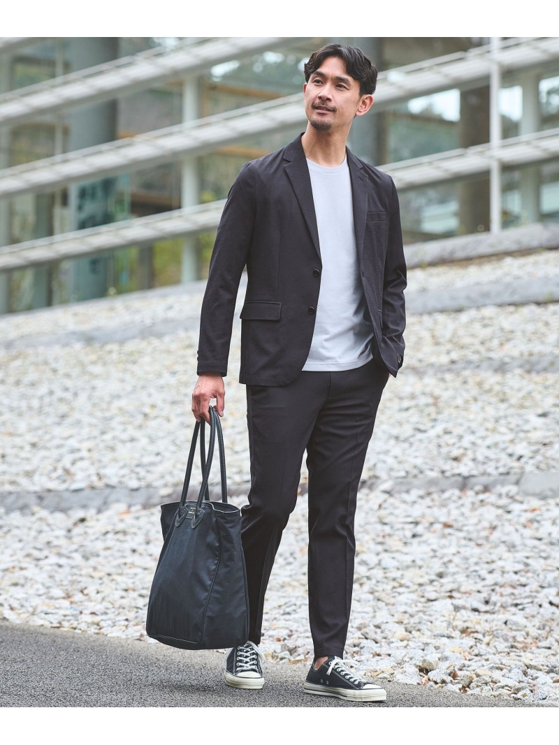 【WEB限定】JUST fit エアリーカルゼ ナロー セットアップ-2WAYストレッチ・吸水速乾- UNITED ARROWS green label relaxing ユナイテッドアローズ グリーンレーベルリラクシング スーツ・フォーマル セットアップスーツ グレー ネイビー【送料無料】[ Fashion]｜green label relaxing