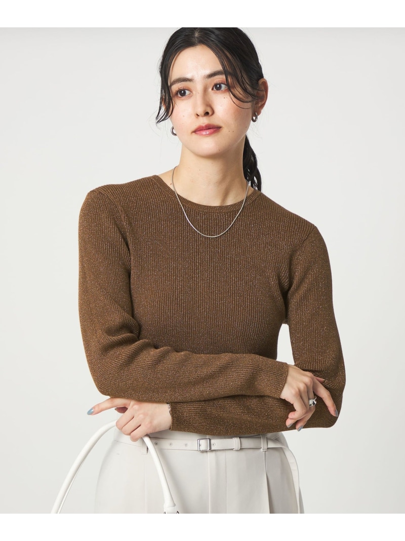 【SALE／30%OFF】ラメ リブ クルーネック ニット プルオーバー UNITED ARROWS green label relaxing ユナイテッドアローズ グリーンレーベルリラクシング トップス ニット ブラウン グレー ホワイト【RBA_E】【送料無料】[ Fashion]