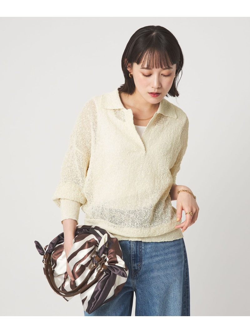 ノットヤーン スキッパー プルオーバー ウォッシャブル UNITED ARROWS green label relaxing ユナイテッドアローズ グリーンレーベルリラクシング トップス ニット ホワイト ブラック ブラウン【送料無料】[ Fashion]