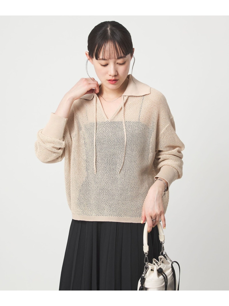 メッシュ ポロプルオーバー UNITED ARROWS green label relaxing ユナイテッドアローズ グリーンレーベルリラクシング トップス ニット ブルー ホワイト ブラック ブラウン【送料無料】[ Fashion]
