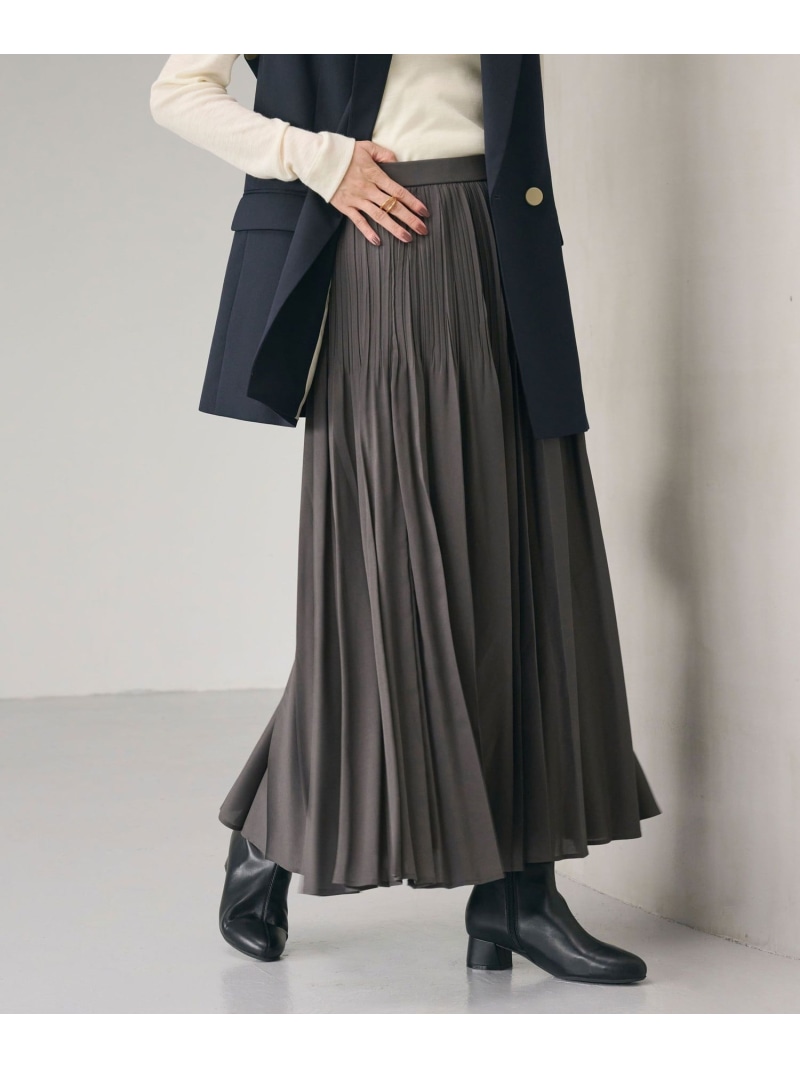 シアー プリーツ スカート UNITED ARROWS green label relaxing ユナイテッドアローズ グリーンレーベルリラクシング スカート ロング・マキシスカート ホワイト グレー ベージュ【送料無料】[ Fashion]